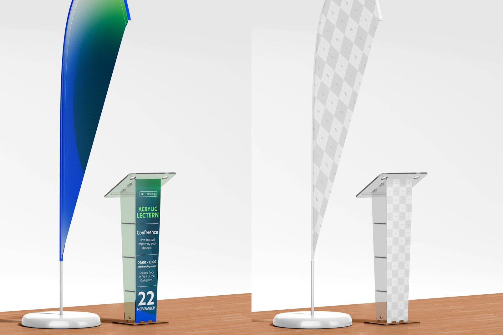 Acrylic Lectern with Banner Mockup