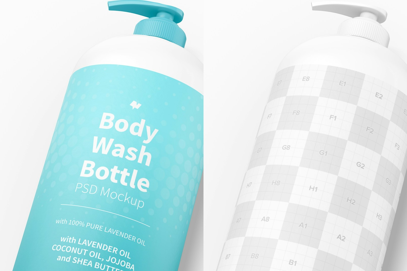 16 oz Body Wash Bottle Mockup, Close Up
