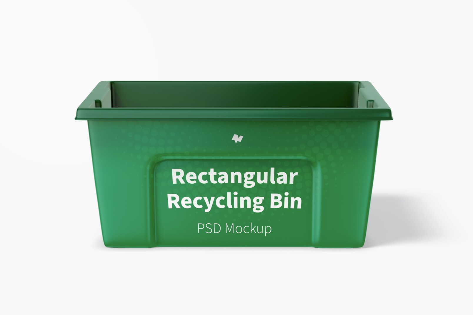 Rectangular Recycling Bin Mockup, Front View