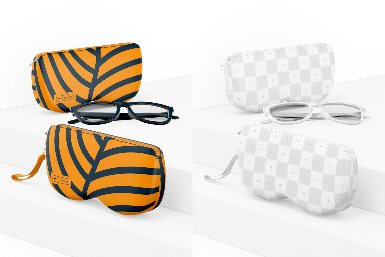 Silicone Eyeglasses Cases with Handle Mockup, Leaned