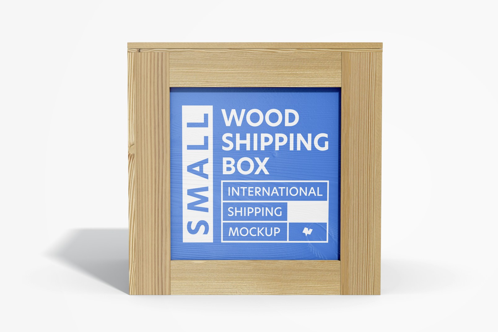 Small Wood Shipping Box Mockup, Front View