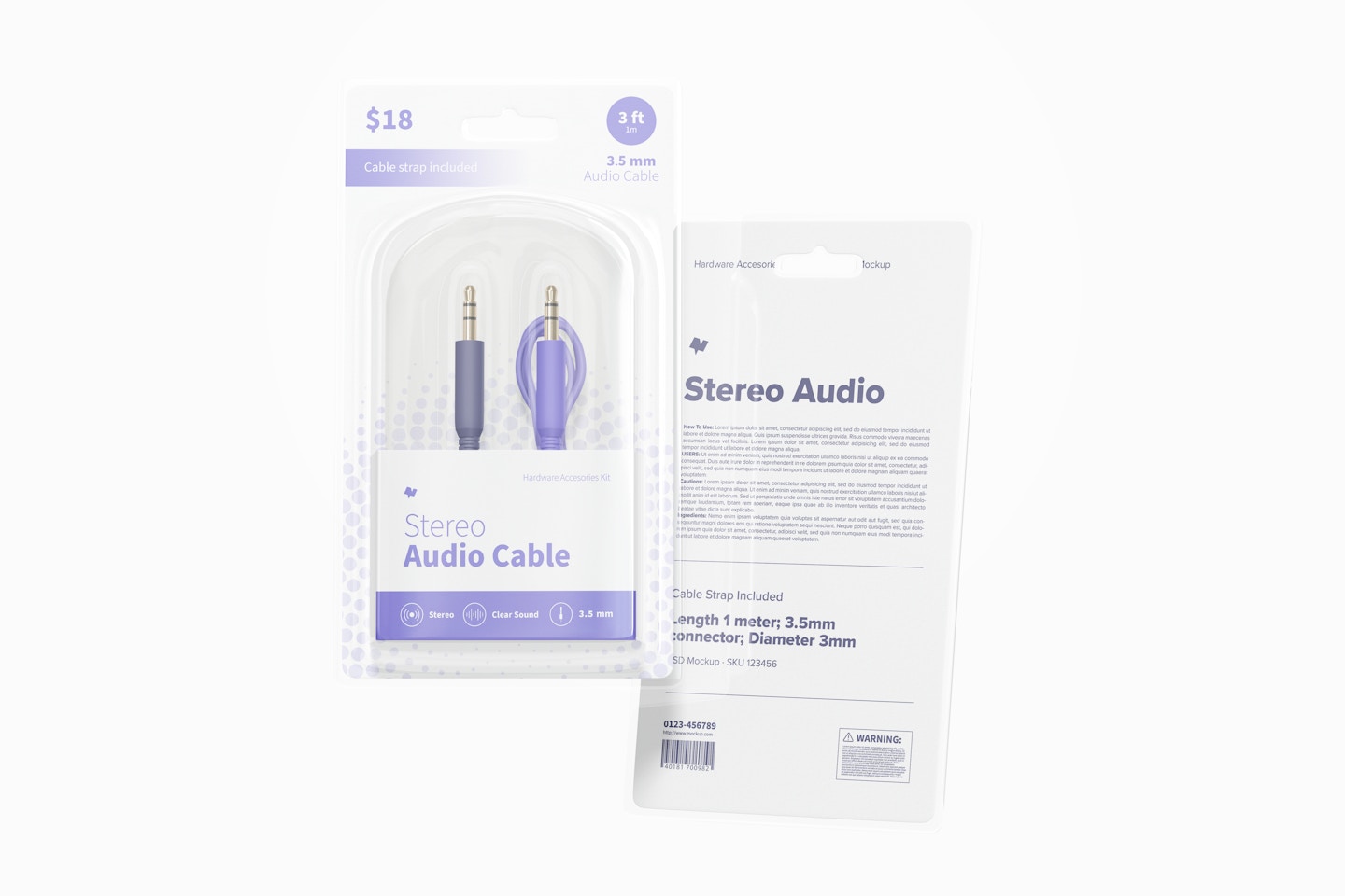 Stereo Audio Cable Mockup, Floating