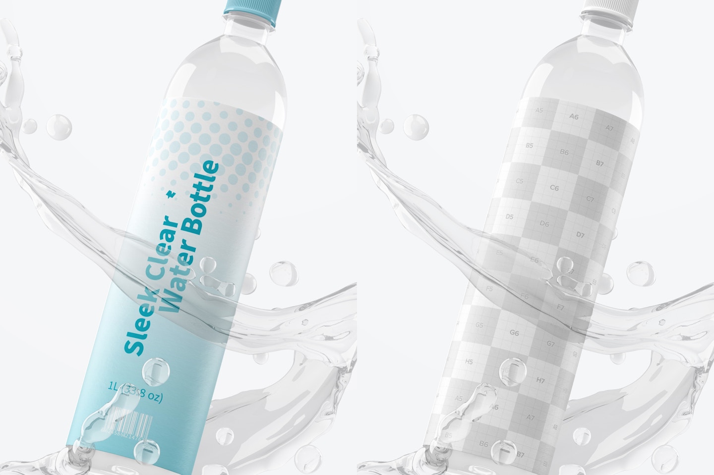 1L Sleek Clear Water Bottle Scene Mockup