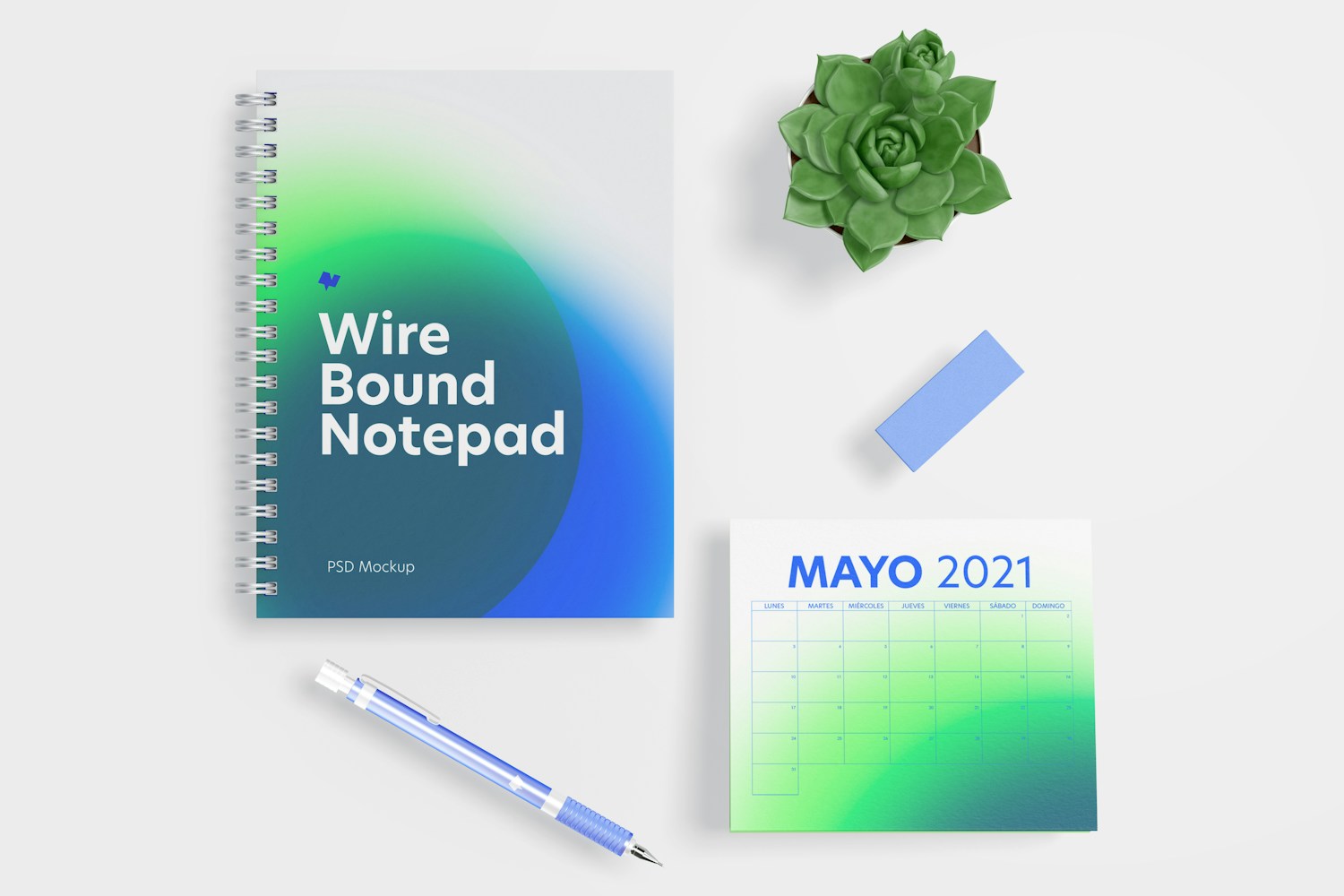 Wire Bound Notepad Scene Mockup