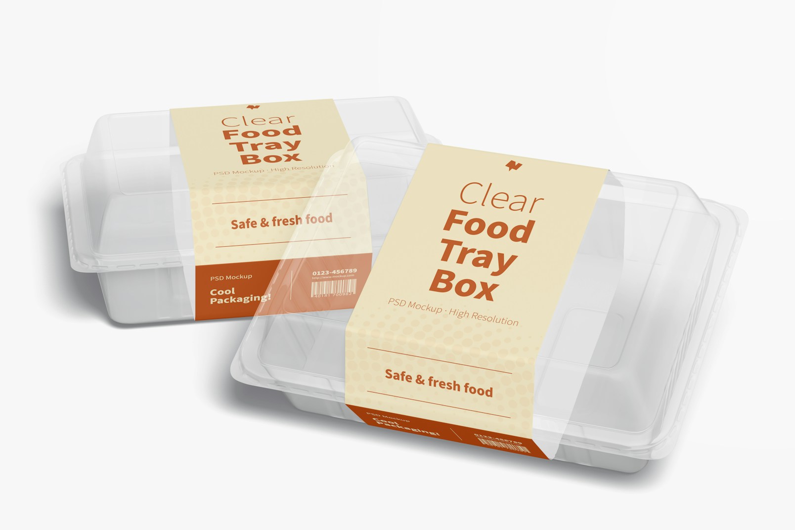 Clear Food Tray Boxes Mockup