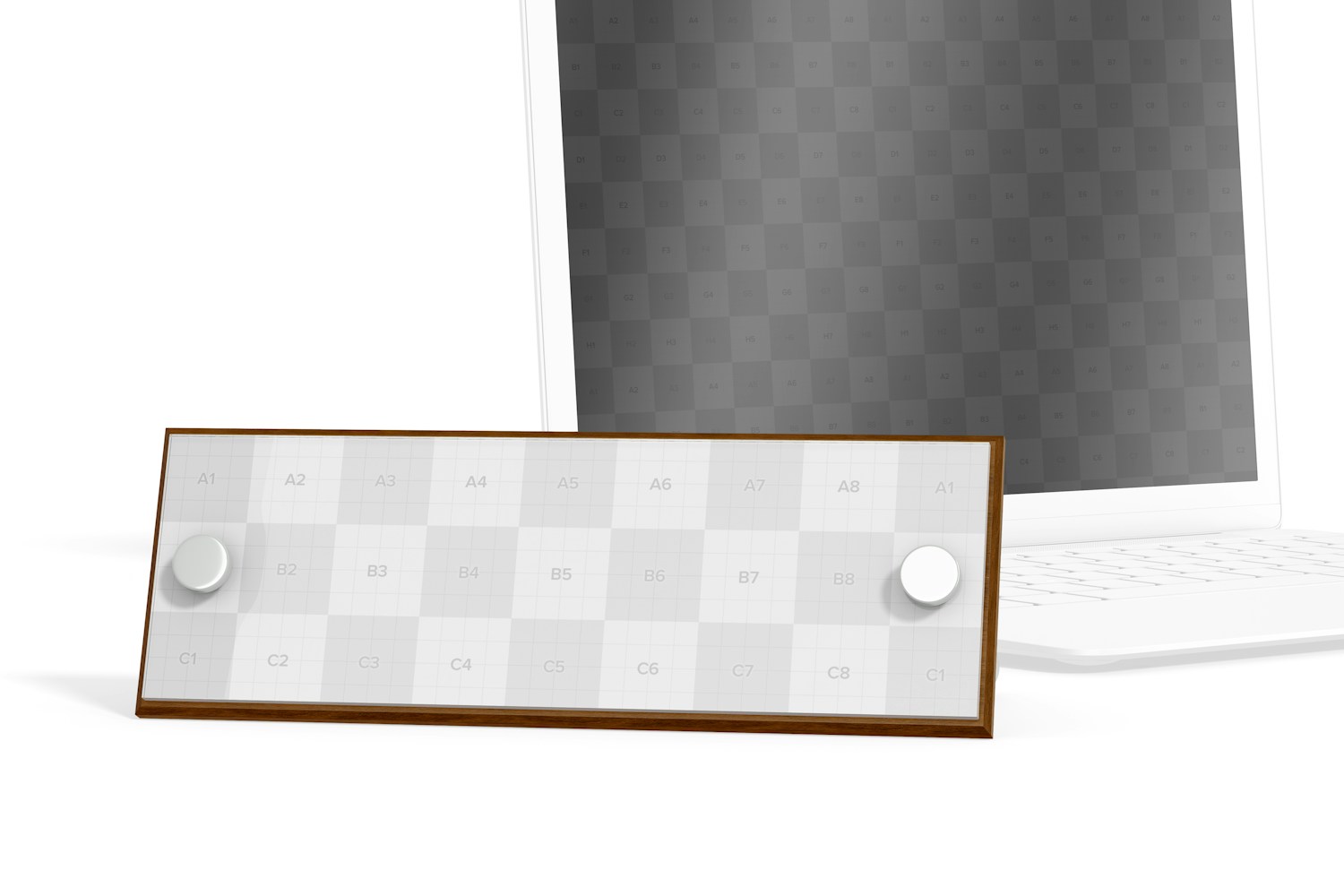 Desk Name Plate Mockup, Right View