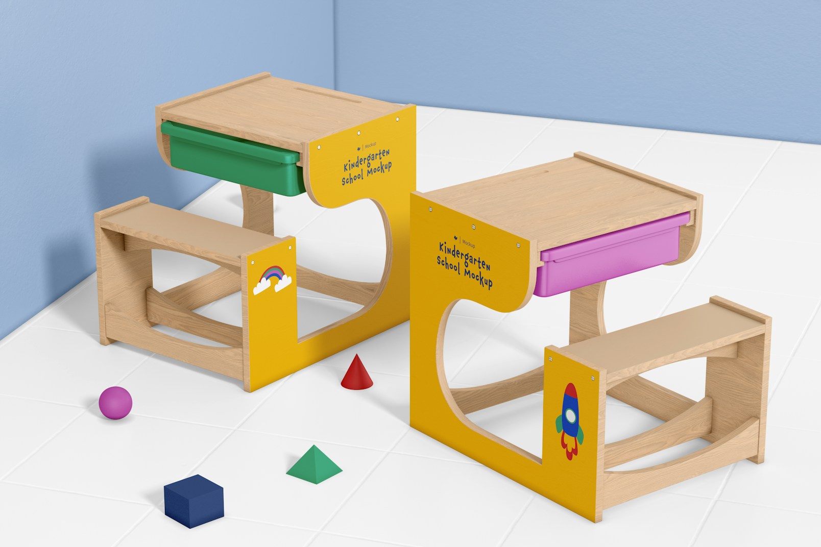 Kindergarten Desk Mockup