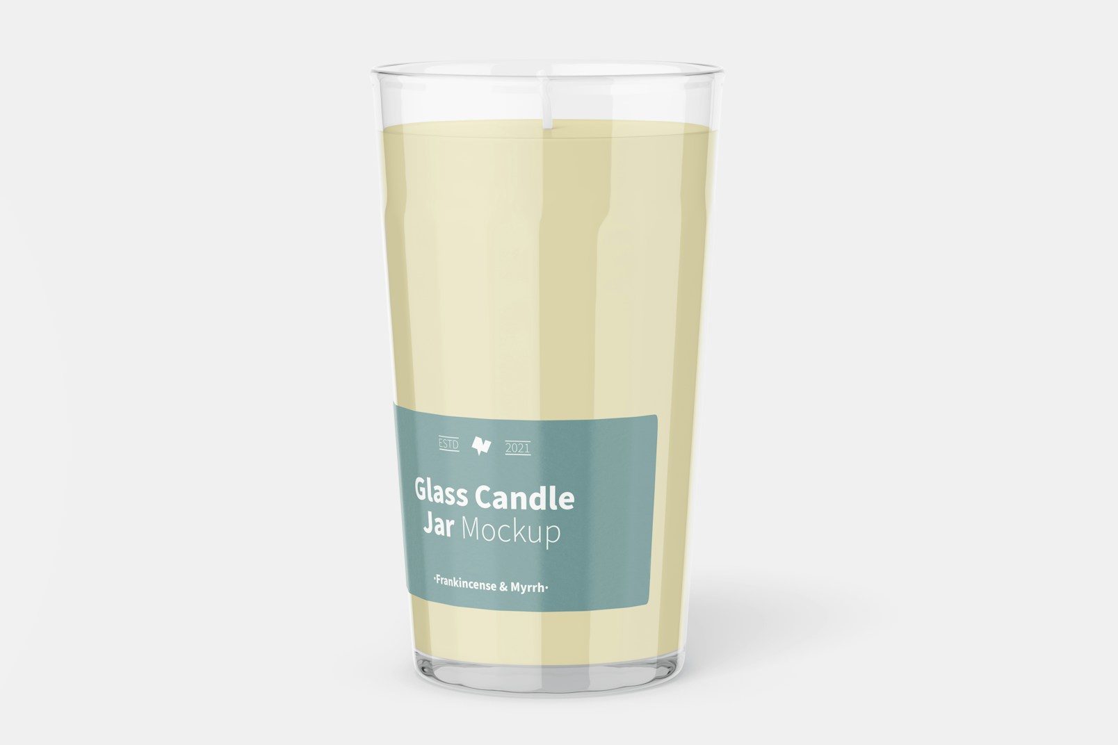 Glass Candle Jar Mockup, Front View
