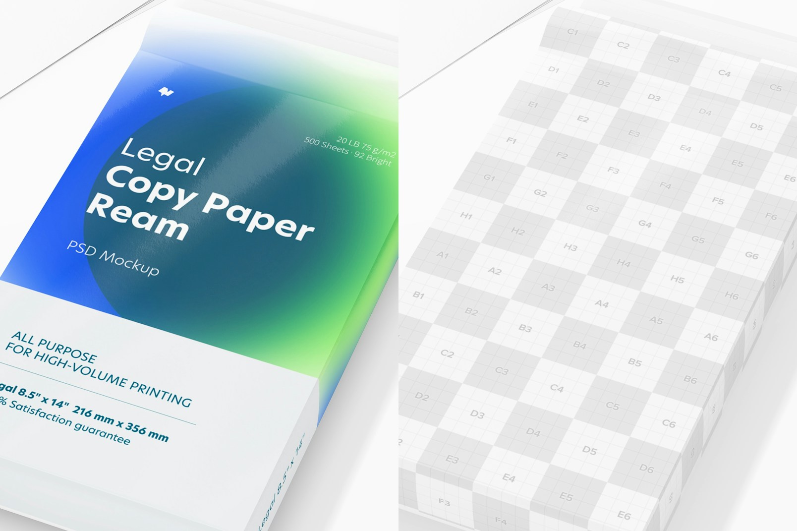 Legal Copy Paper Ream Mockup, Close Up