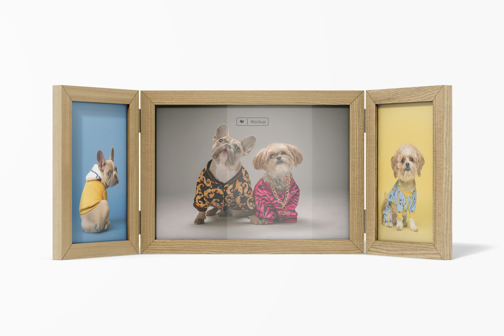 Triple Photo Frame Mockup, Front View