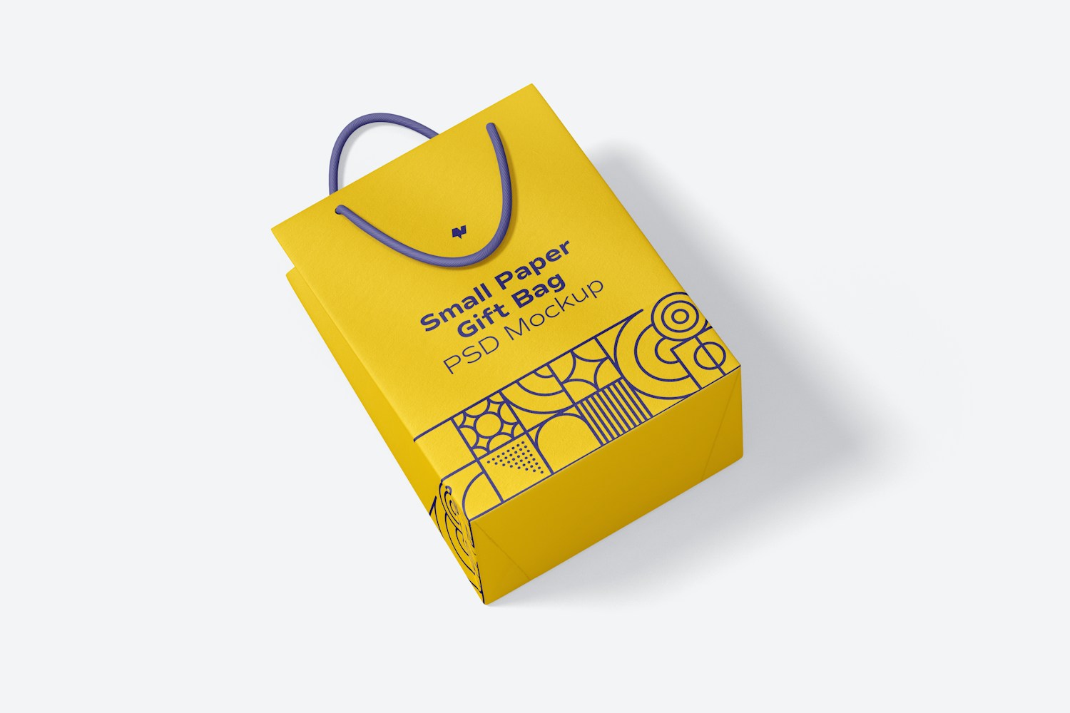 Small Paper Gift Bag With Rope Handle Mockup, Top View
