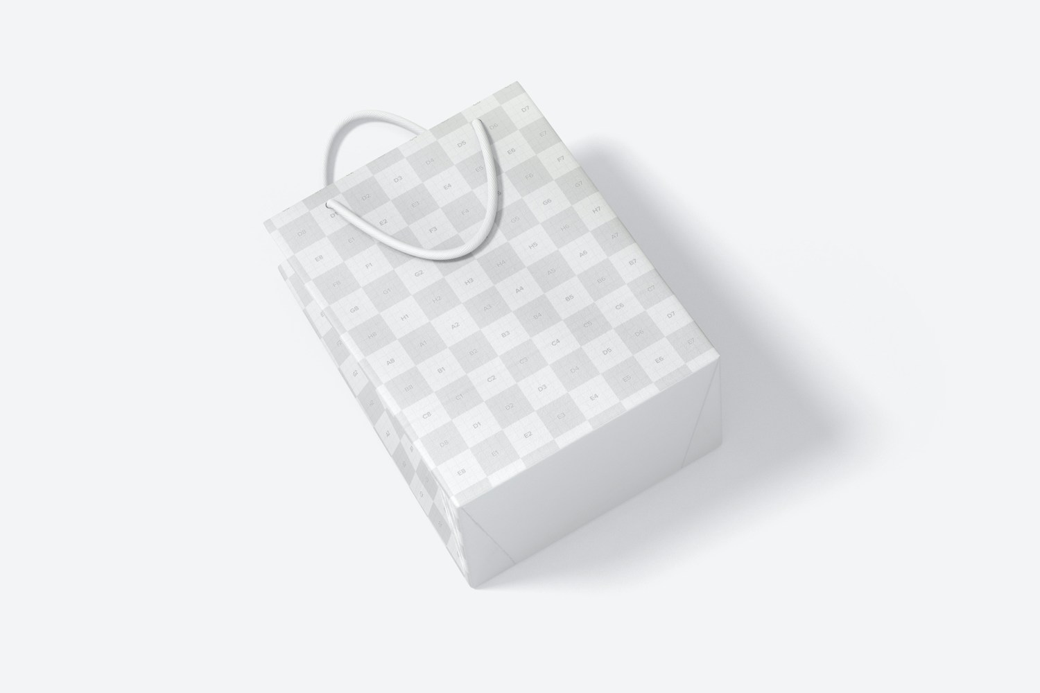 Small Paper Gift Bag With Rope Handle Mockup, Top View