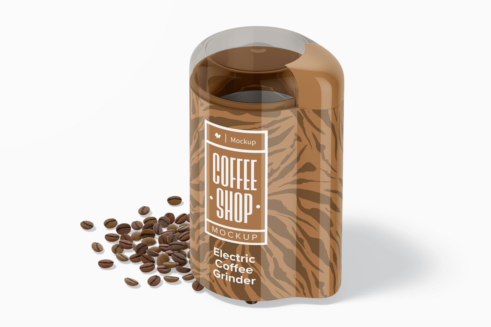 Electric Coffee Grinder Mockup, with Coffee Grains