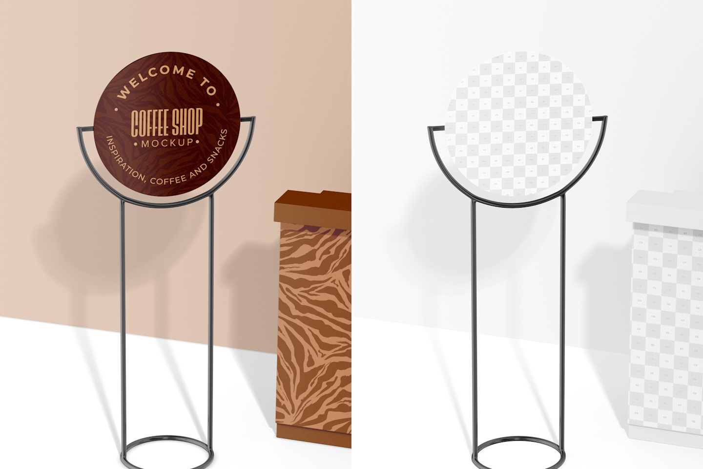 Outdoor Coffee Shop Sign Mockup, with Counter