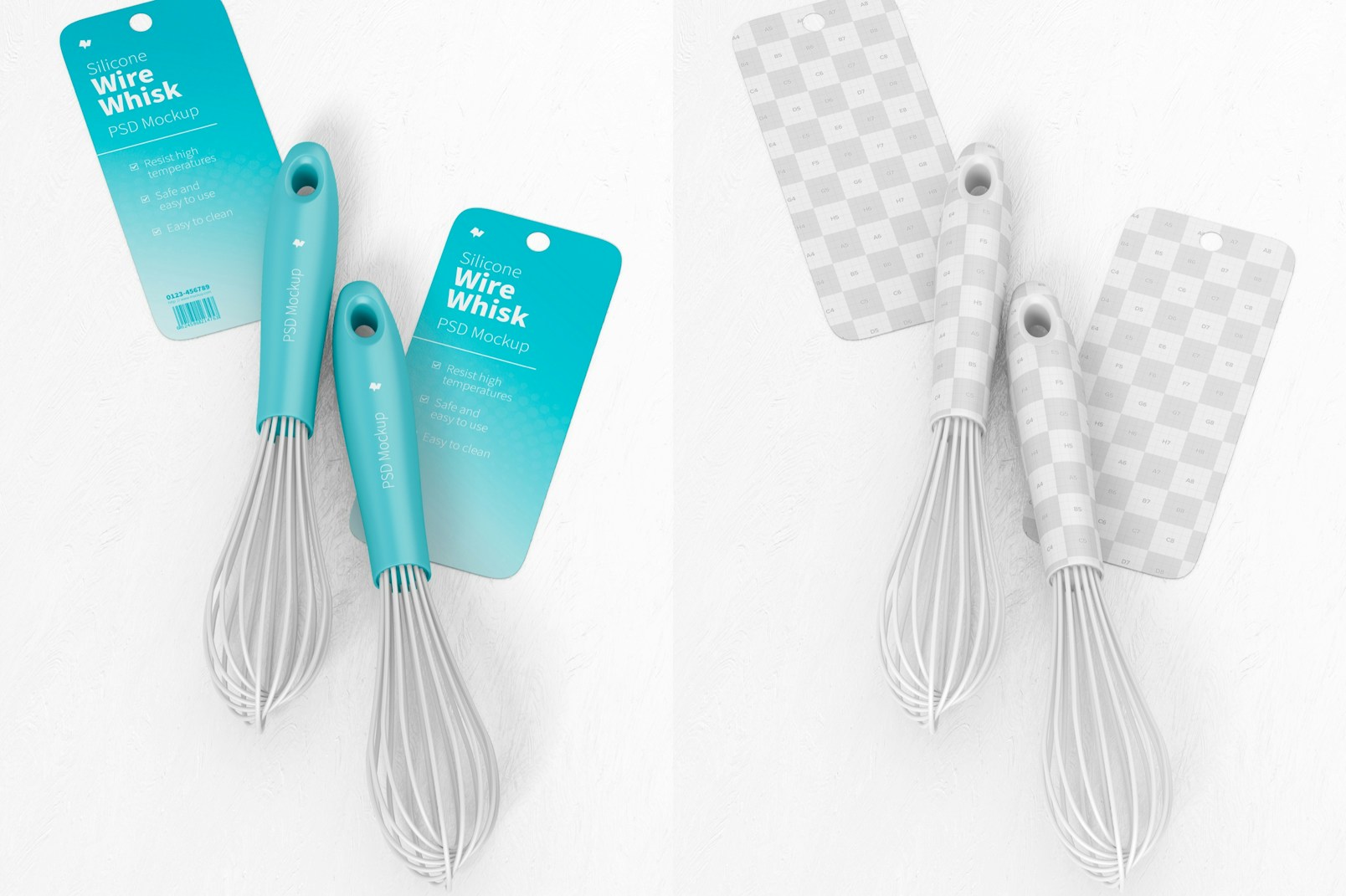 Silicone Wire Whisks Mockup, Perspective View