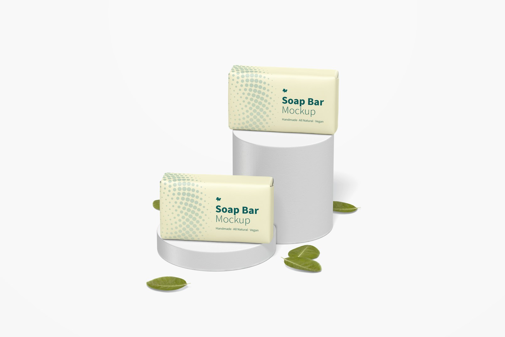 Soap Bars with Paper Package Mockup, Front View