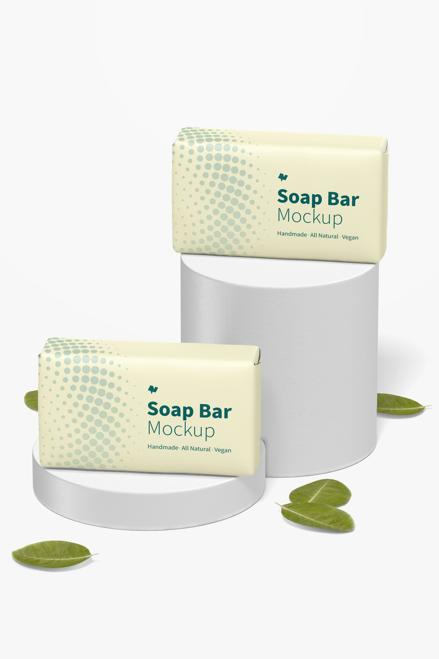 Soap Bars with Paper Package Mockup, Front View