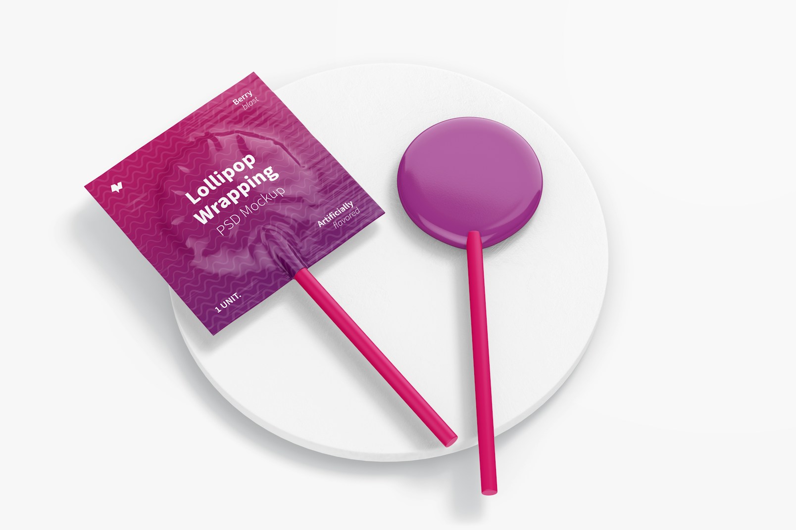 Lollipop Wrappings Mockup, on Surface