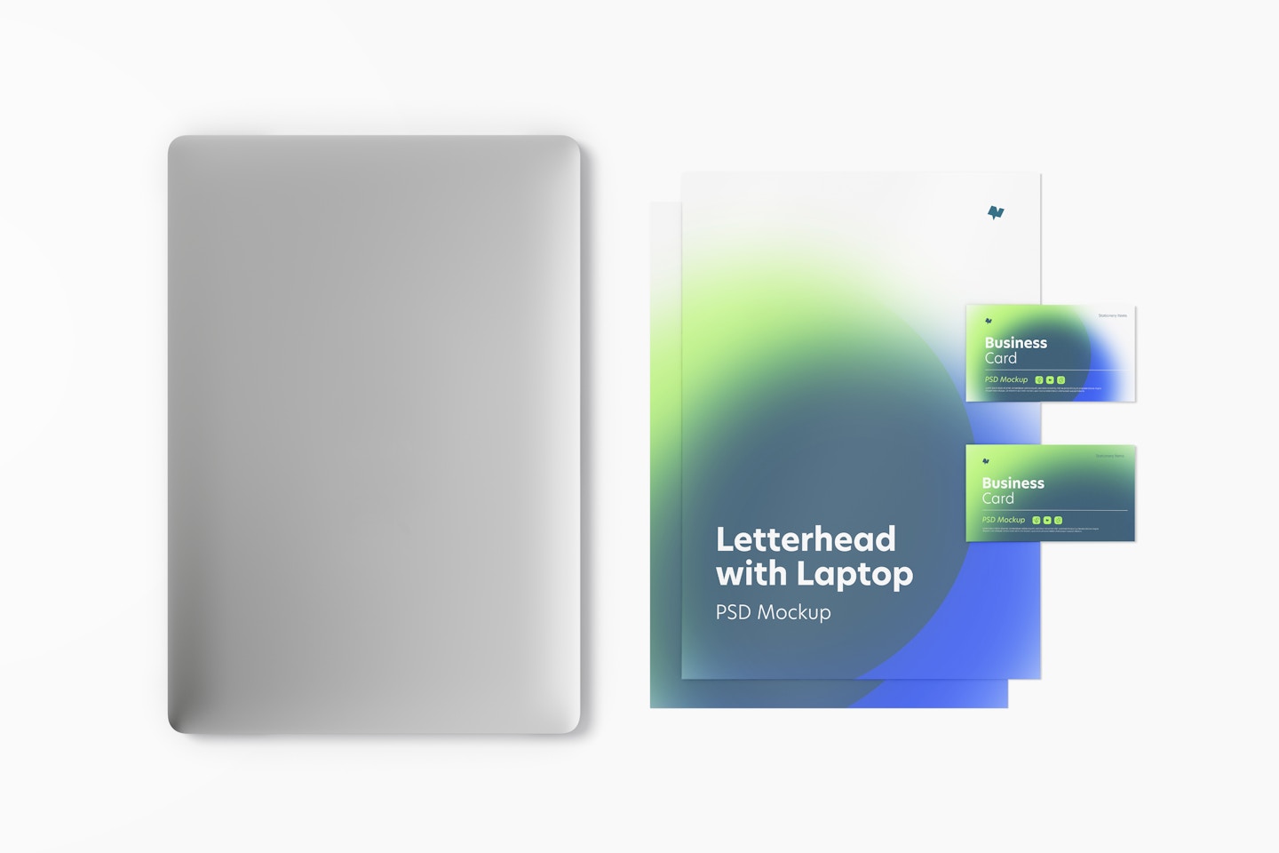 Letterhead with Laptop Mockup, Top View 02