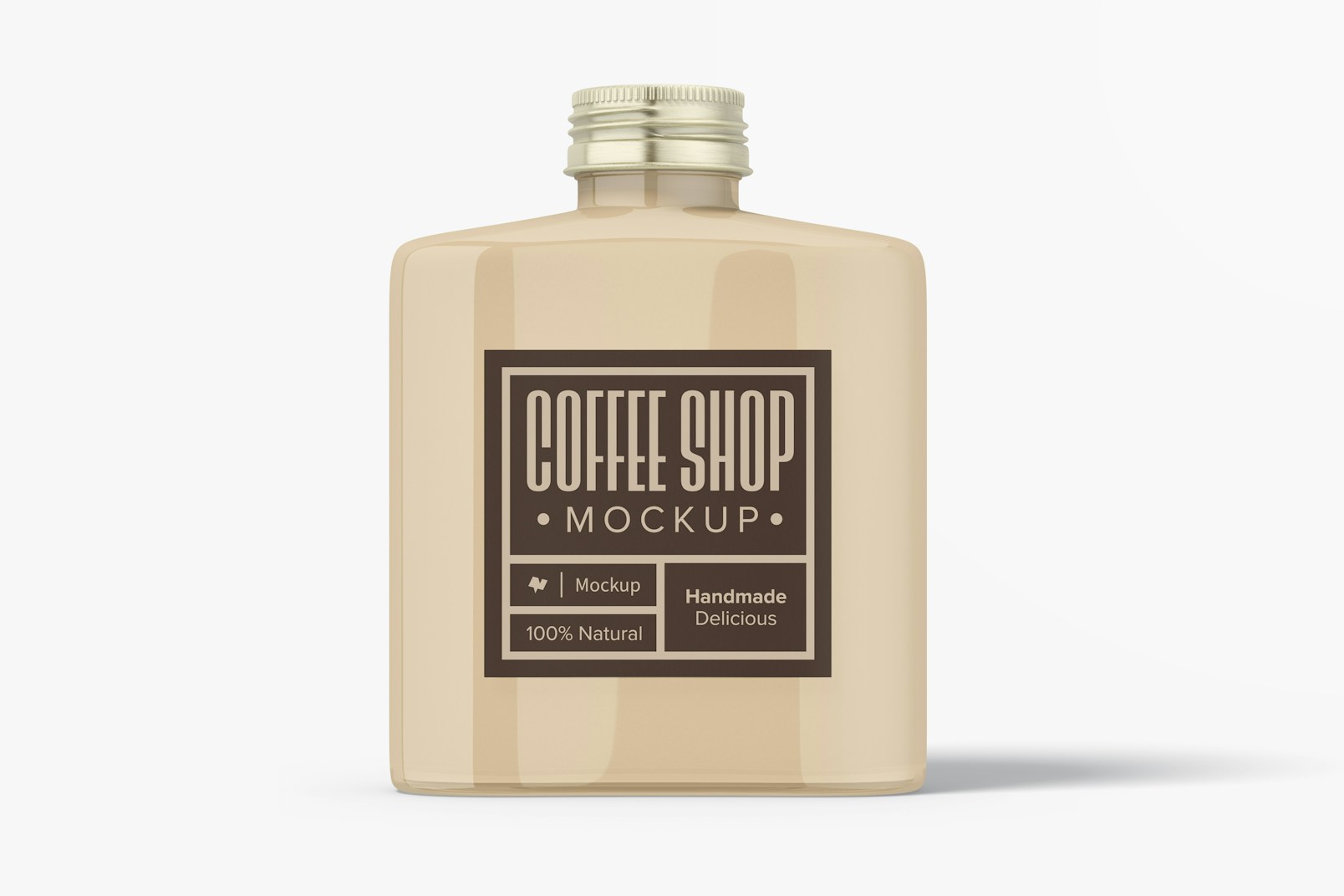 Iced Coffee Plastic Bottle Mockup, Front View