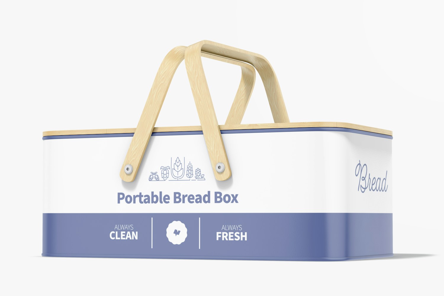Portable Bread Box Mockup, Low Angle View Portable Bread Box Mockup, Low Angle View