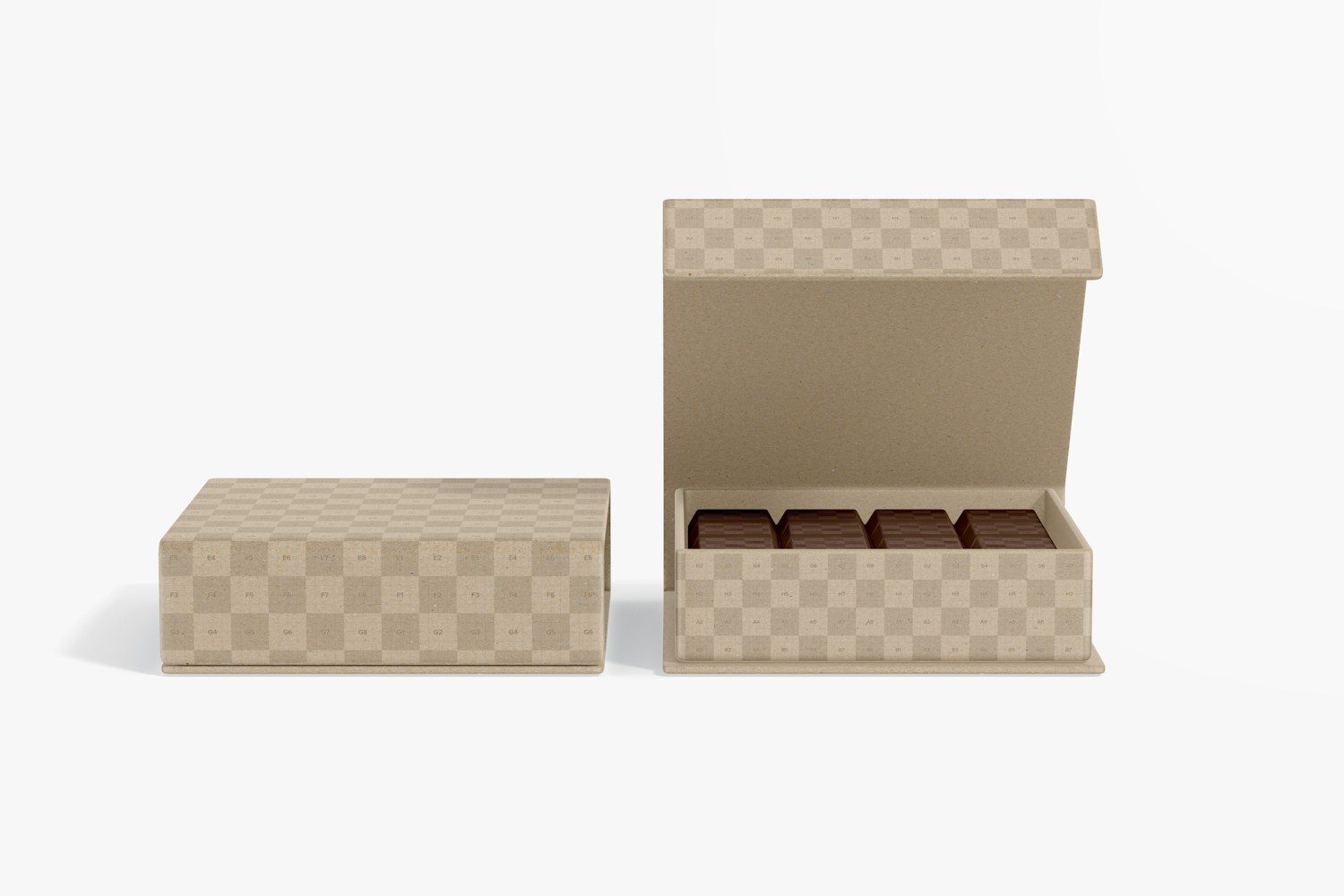Square Chocolate Box Mockup, Front View