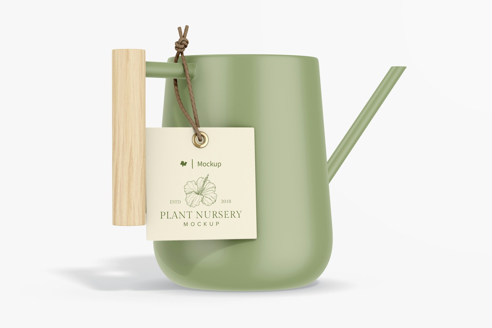 Watering Can with Tag Mockup, Side View