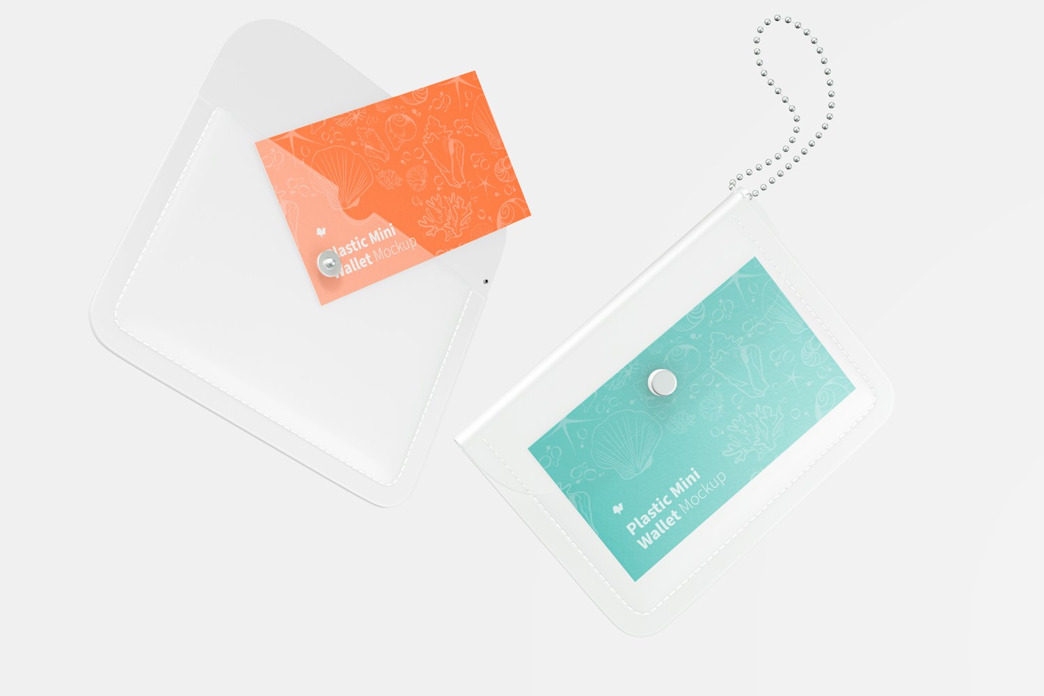Women Plastic Mini Wallet Mockup, Floating Women Plastic Mini Wallet Mockup, Floating