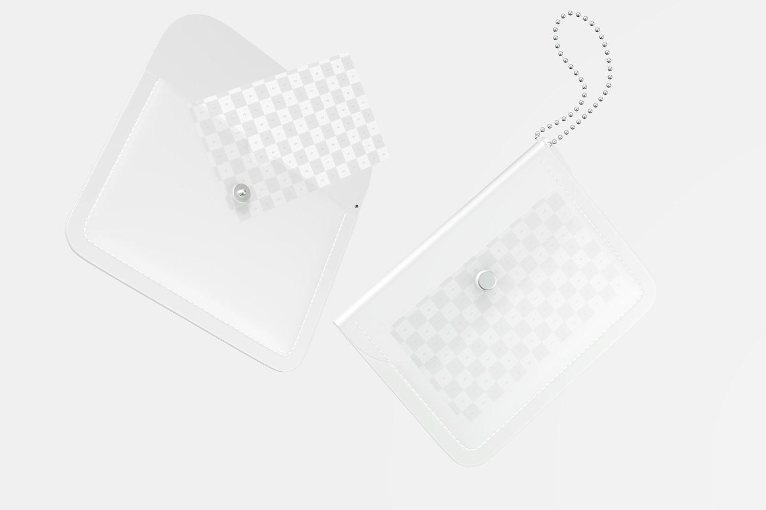 Women Plastic Mini Wallet Mockup, Floating Women Plastic Mini Wallet Mockup, Floating