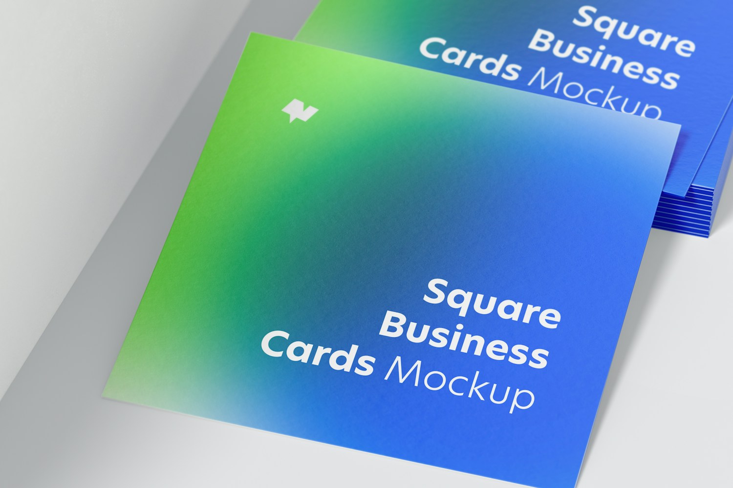 Square Business Cards Mockup, Close Up Square Business Cards Mockup, Close Up