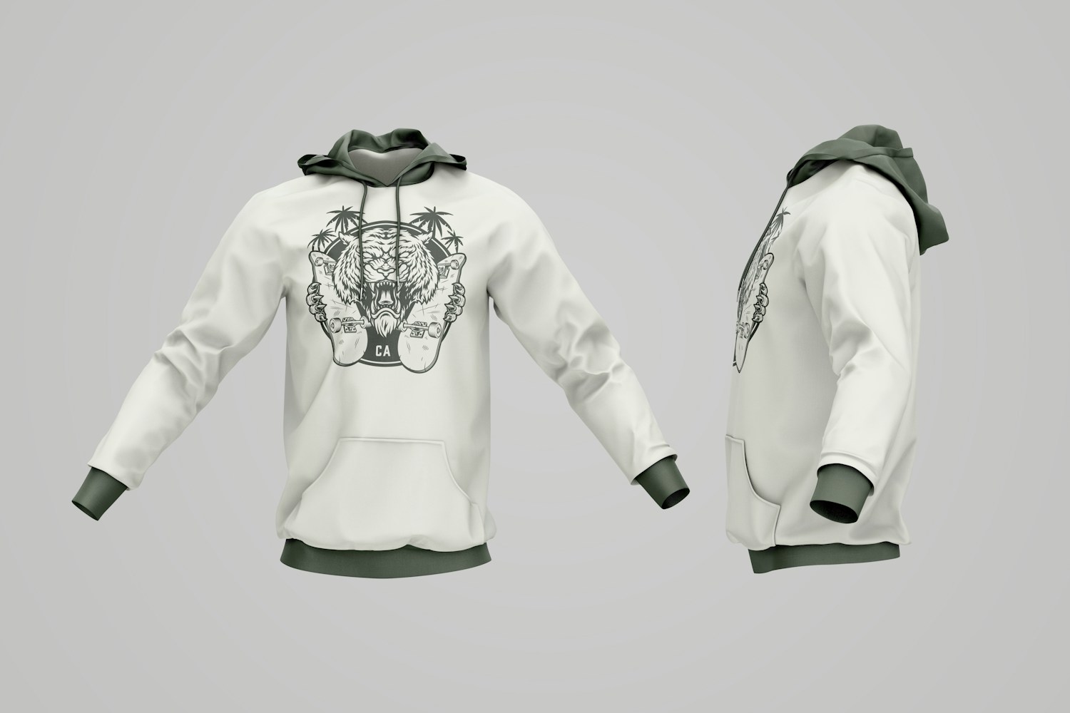 Hoodie Mockup, Front and Side View
