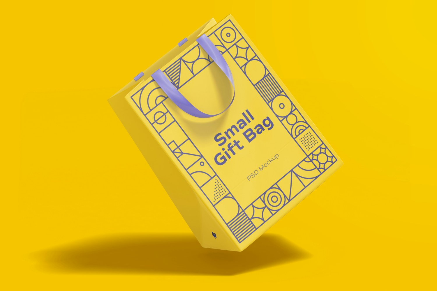 Small Gift Bag with Ribbon Handle Mockup, Falling Small Gift Bag with Ribbon Handle Mockup, Falling