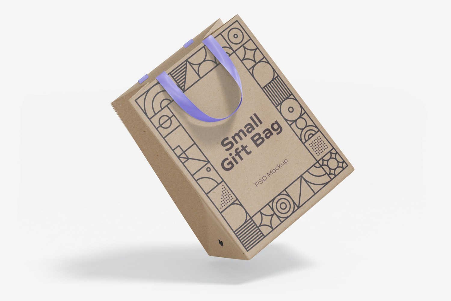 Small Gift Bag with Ribbon Handle Mockup, Falling