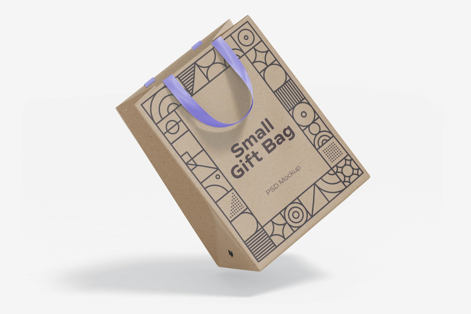 Small Gift Bag with Ribbon Handle Mockup, Falling Small Gift Bag with Ribbon Handle Mockup, Falling