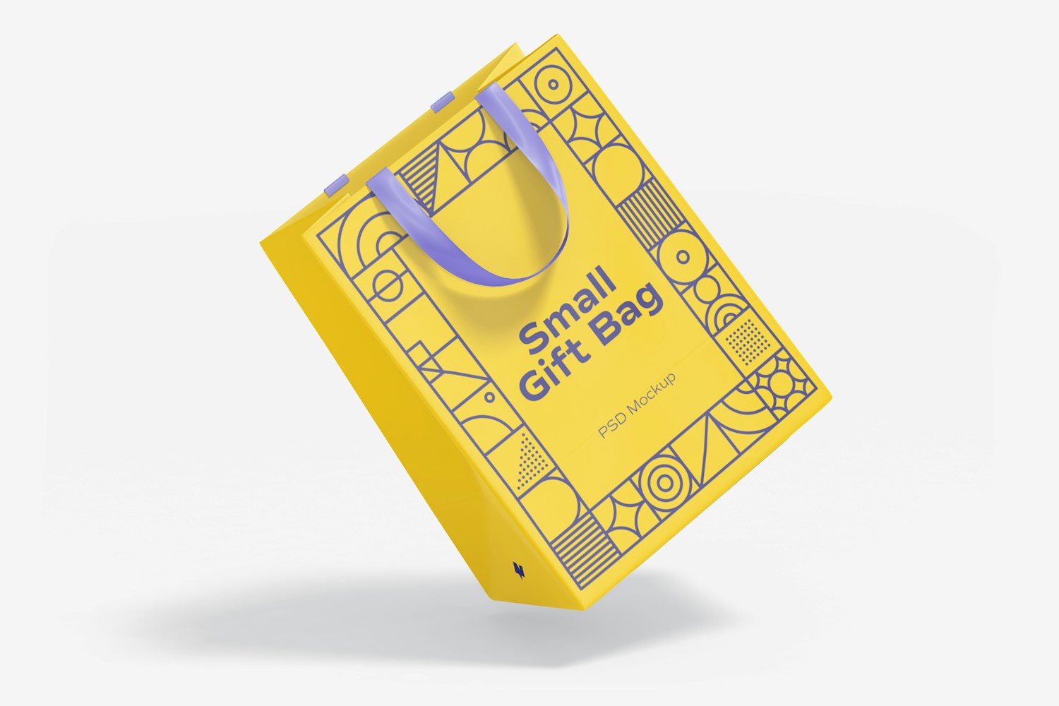 Small Gift Bag with Ribbon Handle Mockup, Falling Small Gift Bag with Ribbon Handle Mockup, Falling