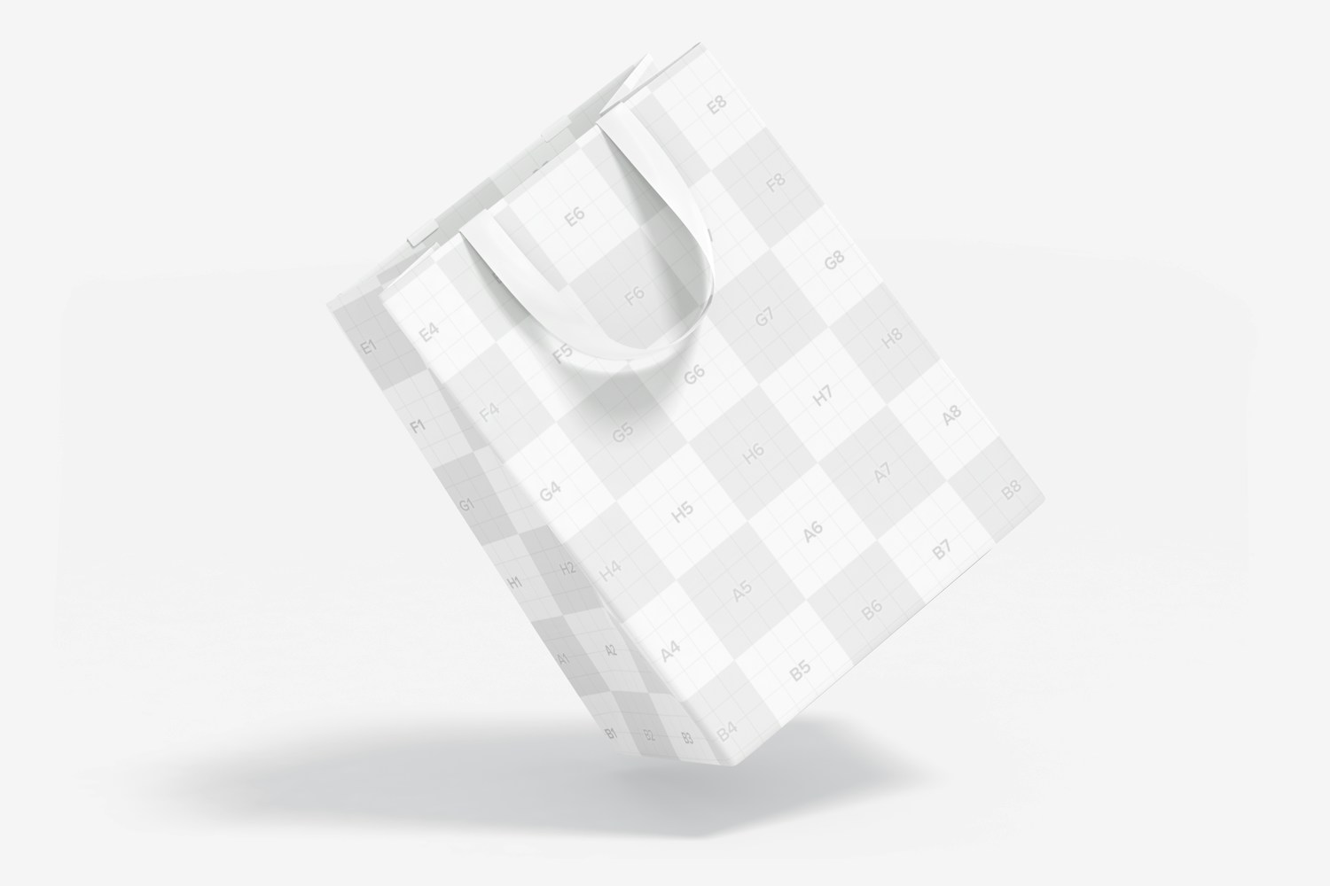 Small Gift Bag with Ribbon Handle Mockup, Falling Small Gift Bag with Ribbon Handle Mockup, Falling