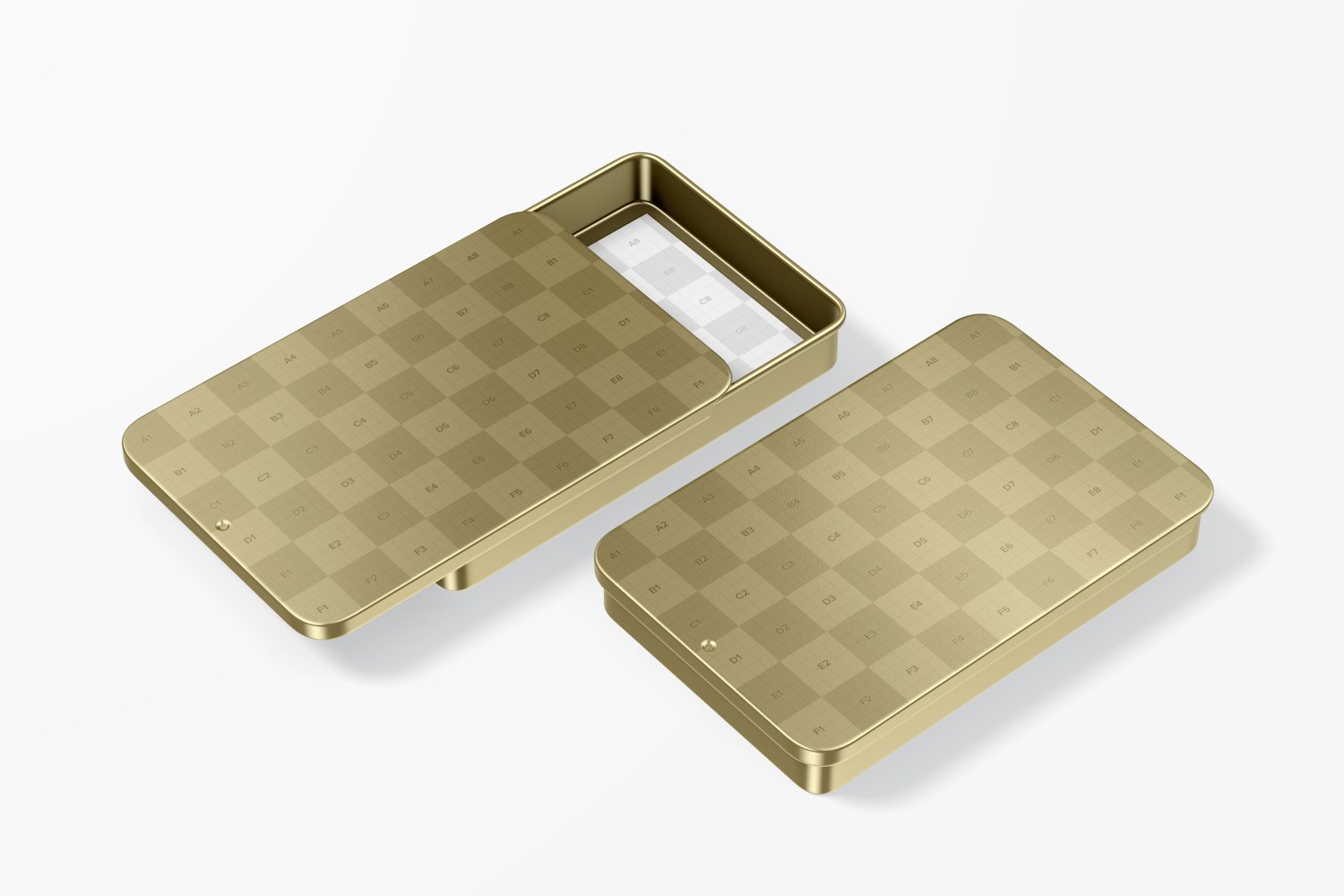 Metal Business Card Case Mockup, Opened and Closed