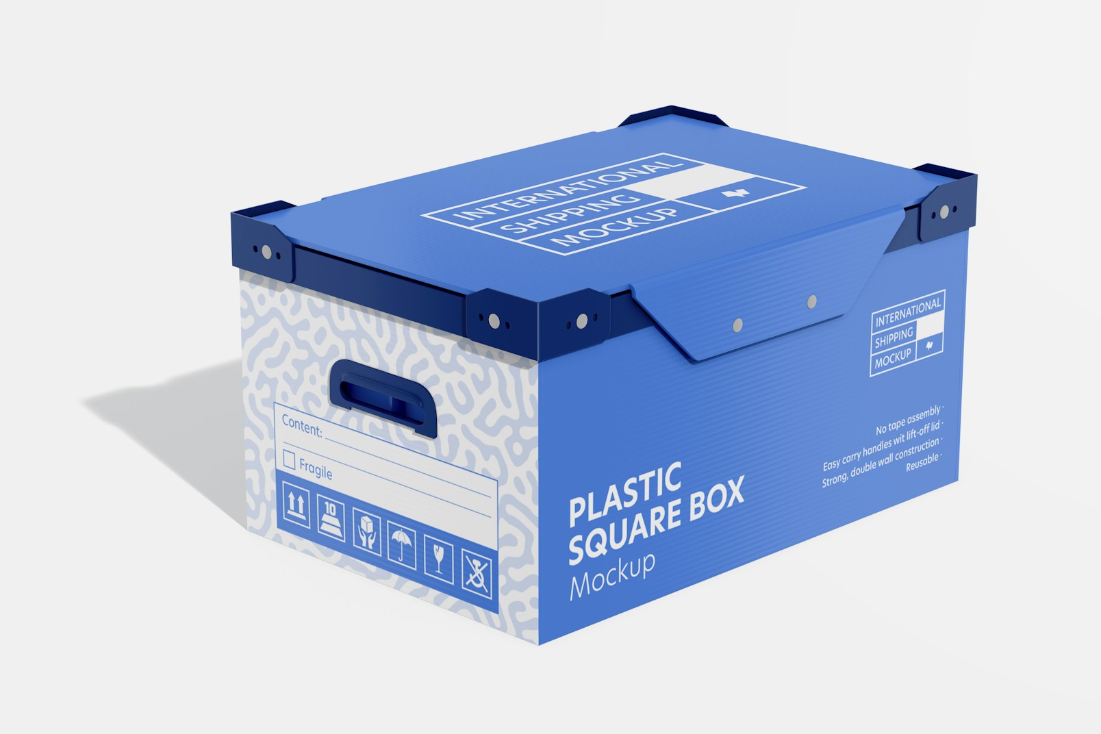 Plastic Square Box Mockup, Perspective