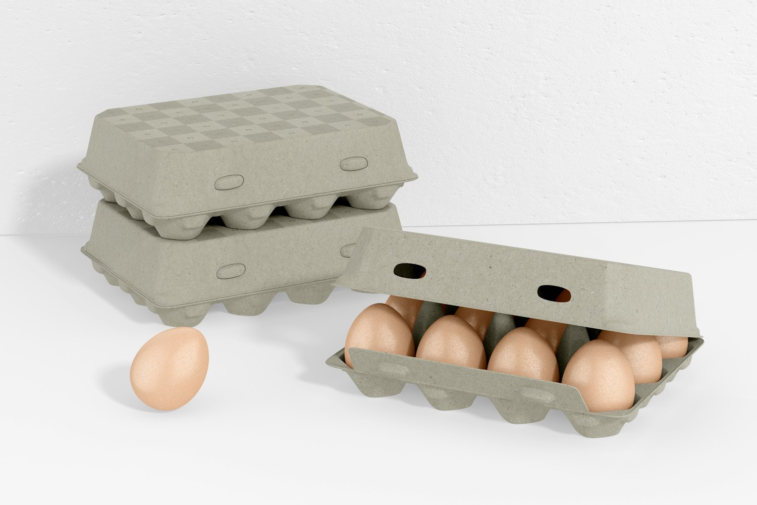 Rectangular Egg Carton for 12 Mockup, Set