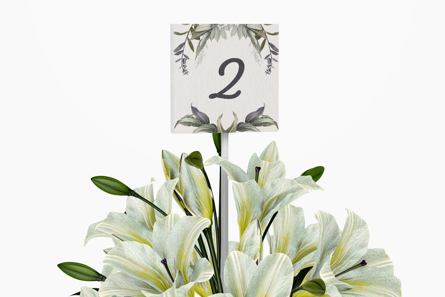 Wedding Table Number Stick Mockup, Front View