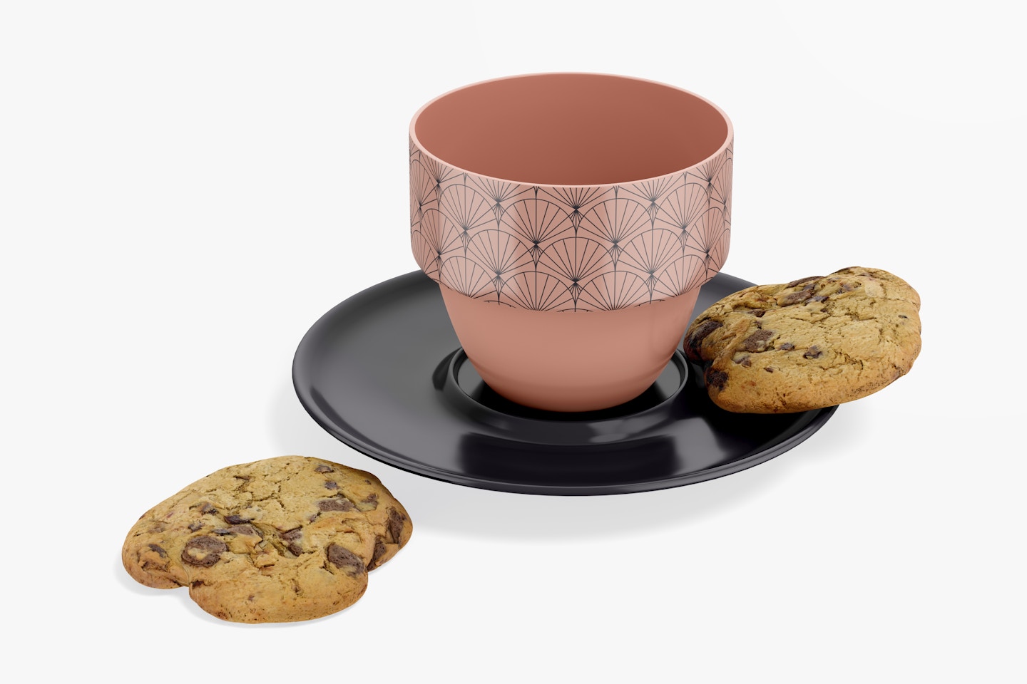 Espresso Cup without Handle with Cookies Mockup