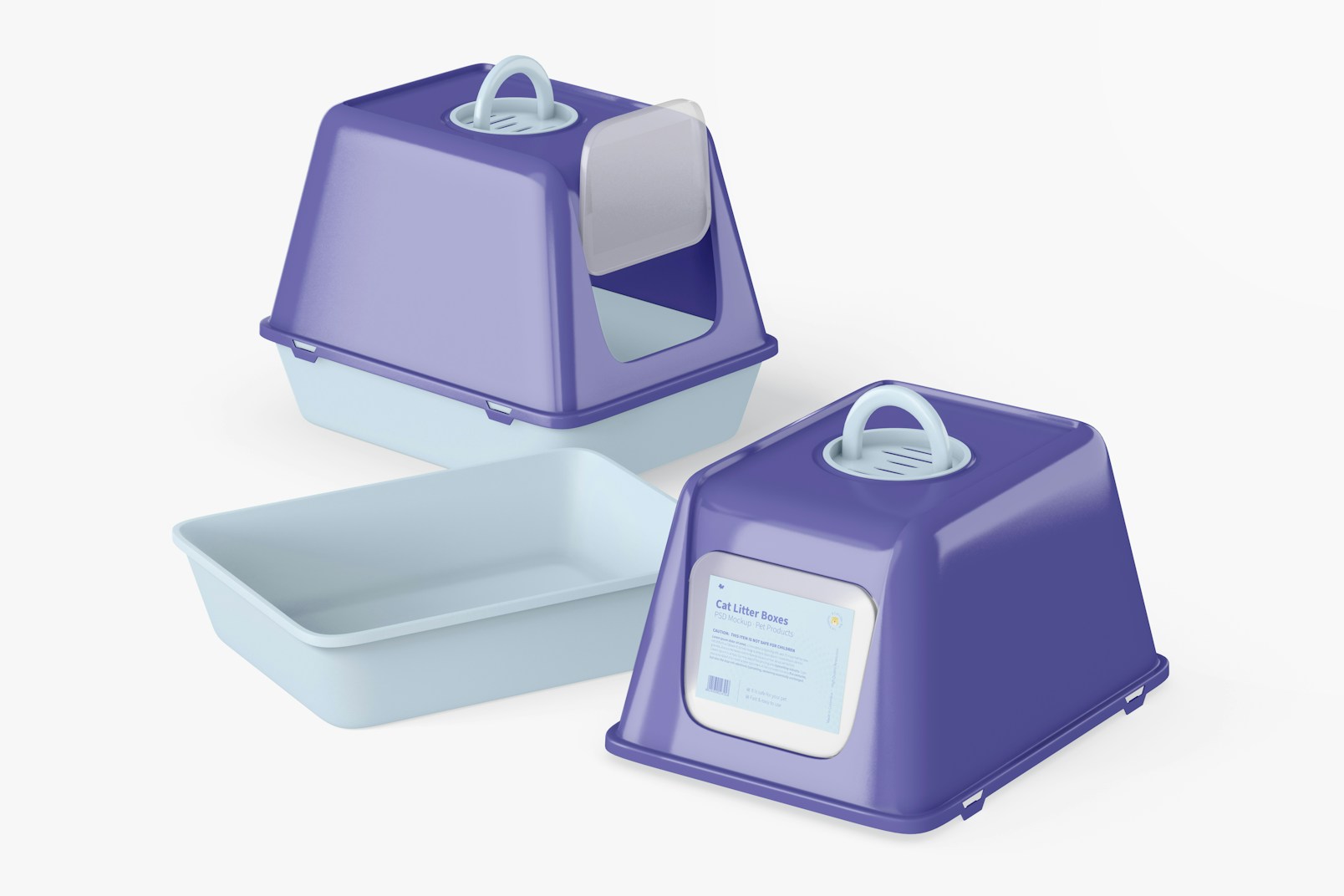 Cat Litter Boxes Mockup, Closed and Opened