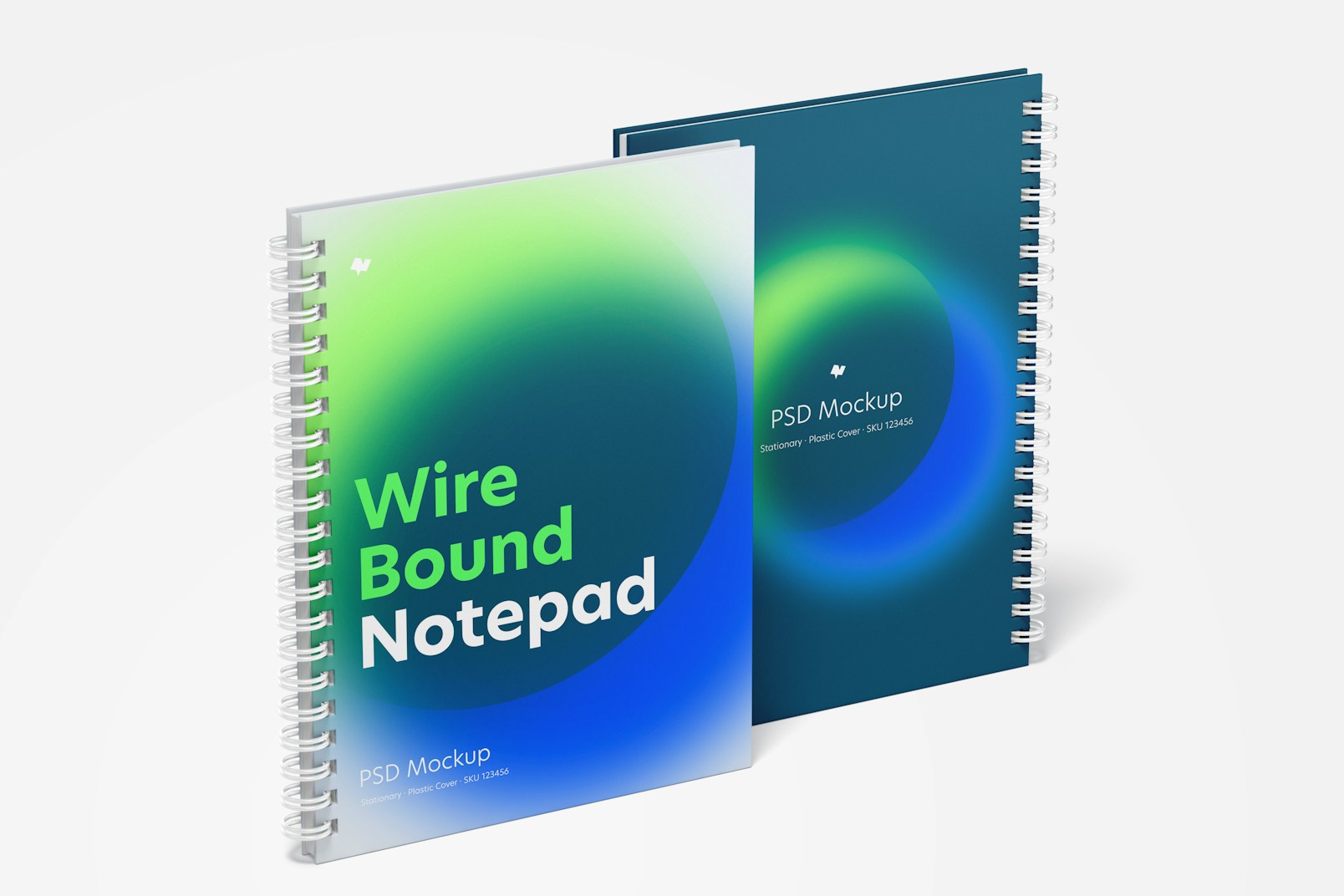 Plastic Cover Wire Bound Notepads Mockup