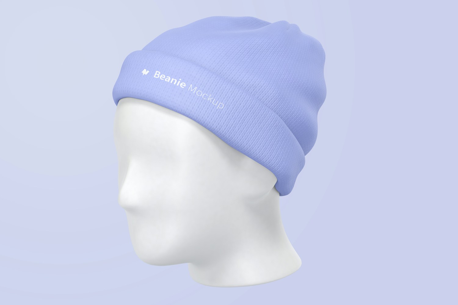 Beanie with Head Mockup, 3/4 Front Right View