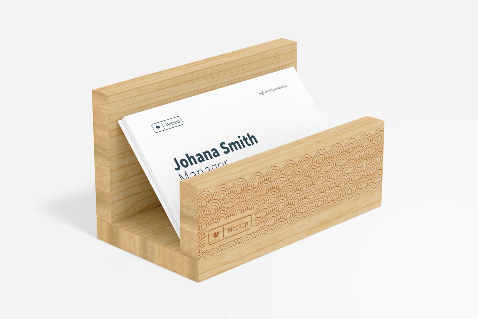 Bamboo Business Card Holder Mockup, Side View