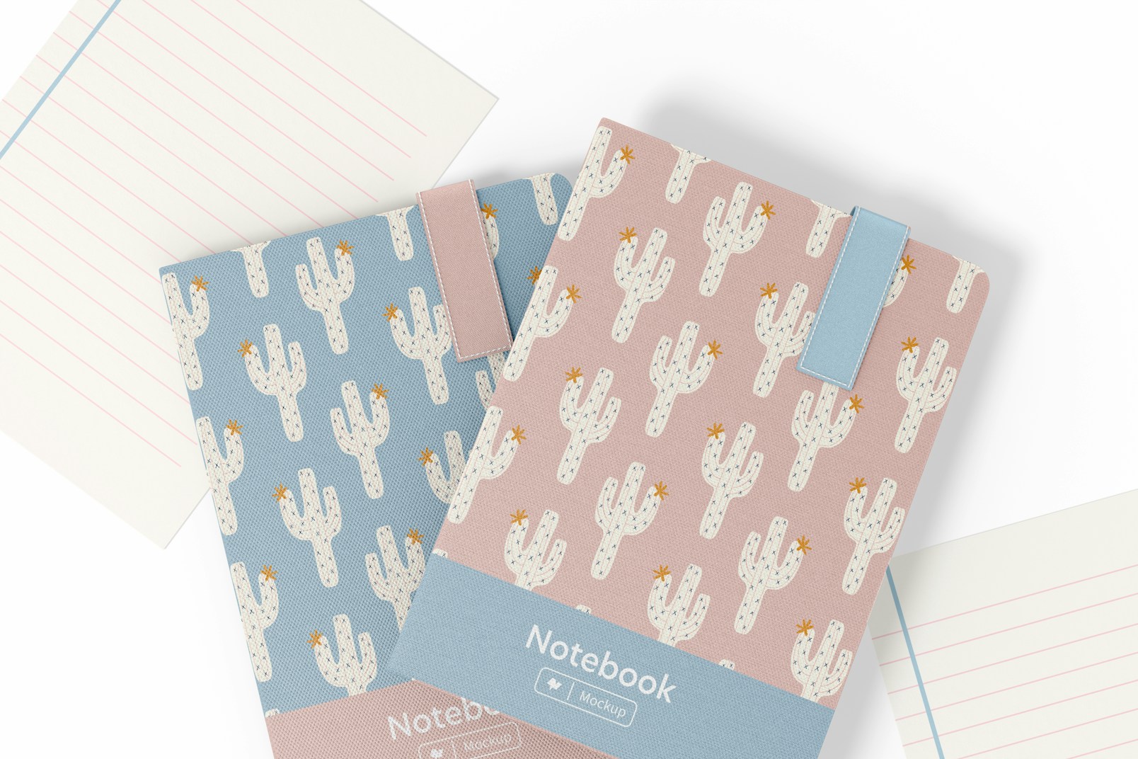Notebooks With Top Flap Mockup, Top View