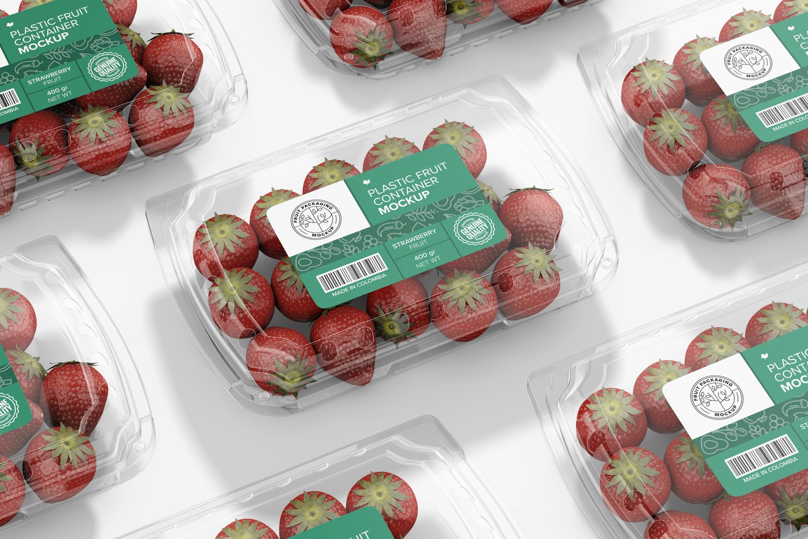 Plastic Fruit Containers Mockup, Mosaic
