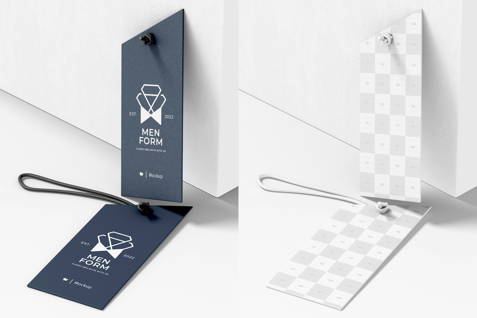 Cardboard Tags Mockup, Standing and Dropped