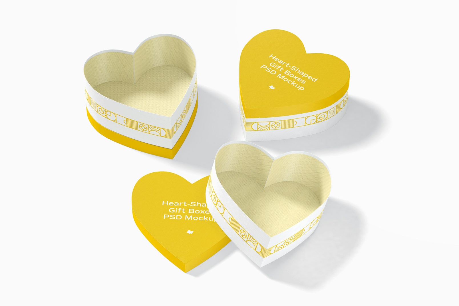 Heart-Shaped Gift Boxes Set Mockup