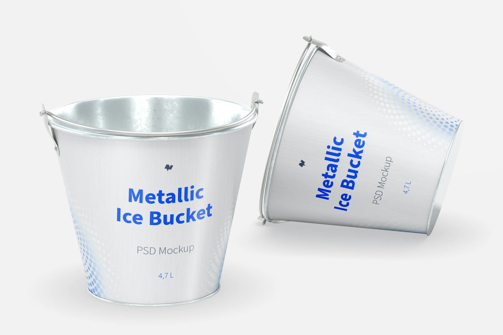 Metallic Ice Bucket Mockup, Perspective